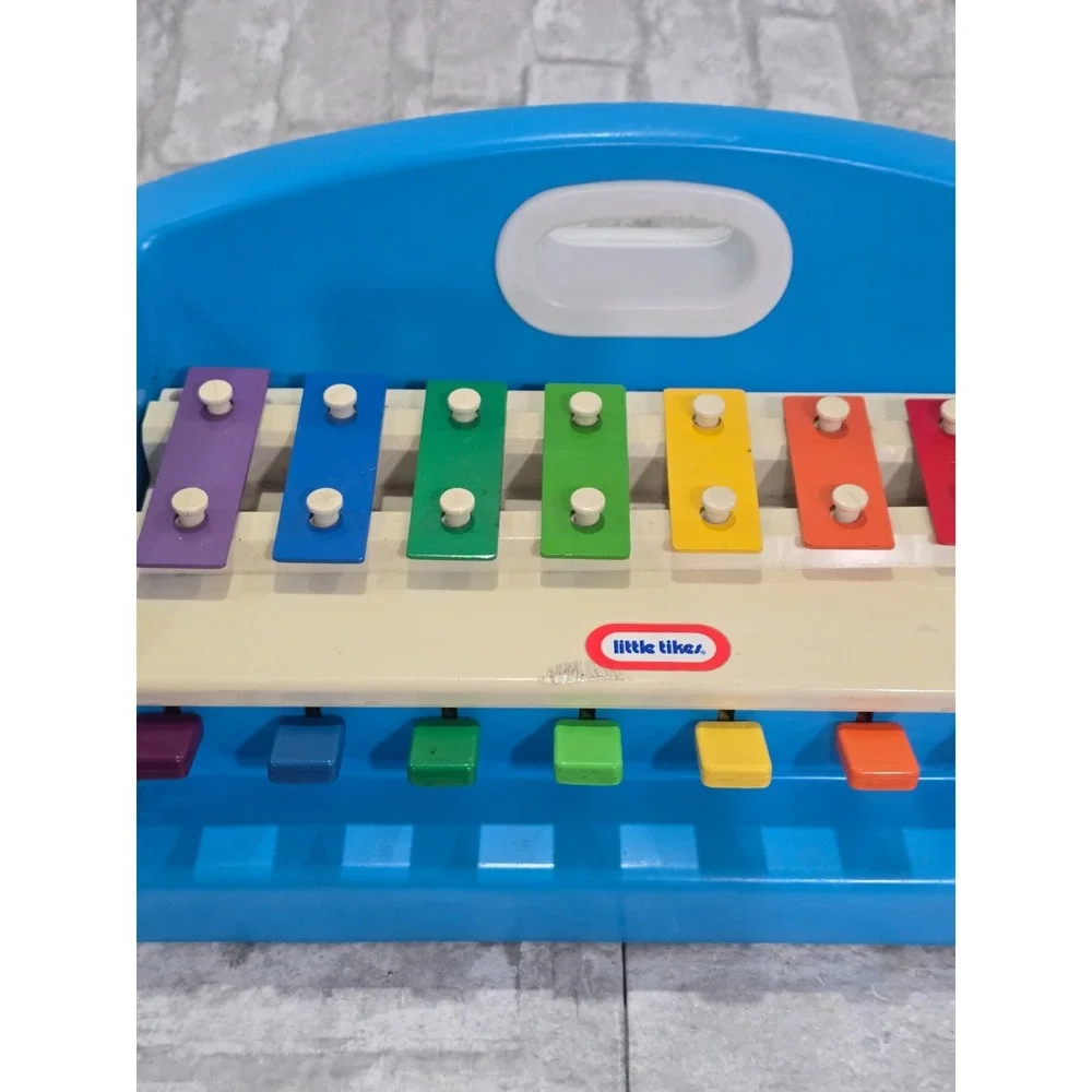 Vtg 1985 Little Tikes Kid Tap a Tune Blue Xylophone Keyboard Music Piano VIDEO